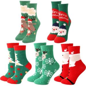 Dikke Kerstsokken voor Dames – 3 of 5 Paar met Feestelijke Ontwerpen