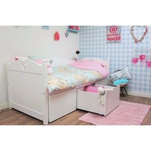Lilli Furniture - Bedbank met 3 mega lades - inclusief lattenbodem - 90x200cm - Wit