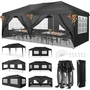 Partytent – Tent – Overkapping – Buitenluifel – 3x6 Meter – Waterdicht Oxford Doek – Verstelbaar Stalen Frame - Zwart