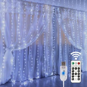 JeiibrZui 280 LED Gordijnverlichting, Waterdicht & 8 Verlichtingsmodi voor Slaapkamer en Terras