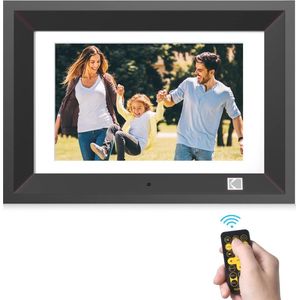 10 inch digitale fotolijst met afstandsbediening - Houten HD-lijst voor foto's en video's, USB en SD-ondersteuning