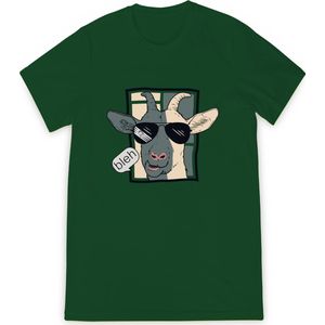 T Shirt Jongens - T Shirt Meisjes - Grappige Cartoon Geit Bleh - Groen - Maat 140