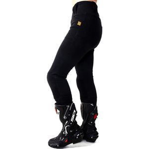 Motogirl Ribbed knee motorlegging AA-keur Level 2 dames motorbroek - zwart - Maat 32