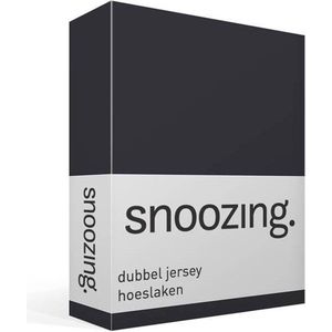 Snoozing - Dubbel Jersey - Hoeslaken - Lits-jumeaux - 200x200/220 cm - Antraciet