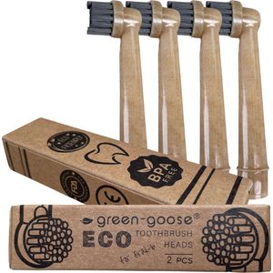 green-goose® Oral B Bioplastic Opzetborstels | 4 Stuks | Plant-based Materiaal | Houtskool Haren