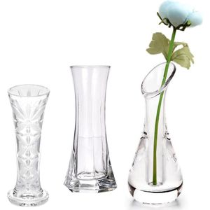 Vaas van transparante kunststof met knopen, acryl, 3 stuks/set, moderne individuele roos, kleine vazen, bloemen, kristal, schattig, goedkoop, bruiloft, huis, eettafel, decoratie