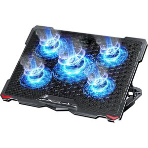JeiibrZui Laptopkoelpad - Koelsysteem Met 5 Ventilatoren - Vier Externe En Eén Centrale Ventilator Voor Optimaal Afvoer - 1 Stuks - Voor Gaming Laptops Tot 17 Inch Zwart