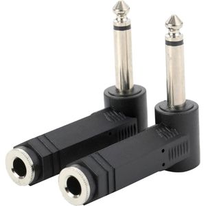 Rechthoekige 635 mm TS Mannelijk naar 635 mm TS Vrouwelijk Adapter 1/4"" Mono Plug naar 1/4"" Jack voor Luidsprekerversterker Gitaargeluid - Set van 2