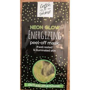Catch & shine peel-off mask neon glow energizing illuminated skin - facial masker - kalmerend gezichtsmasker - groen - cactus & lotus flower - 10 ml