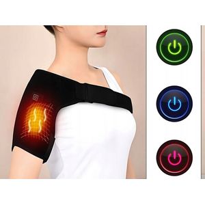 MOZY® - Verwarmde Schouderbrace - 3 Warmtestanden - Zwart - 35 x 35 cm - Schouderverwarmer - Schouder Brace - Warmtekussen - Kniepijn - Verwarmingskussen - Verwarmingsmat - Elektrisch Kussen - Heating Pad - Pijnverlichting