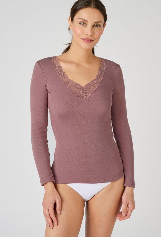 Damart - T-shirt - Roze - Thermolactyl - Lange Mouwen - Dames