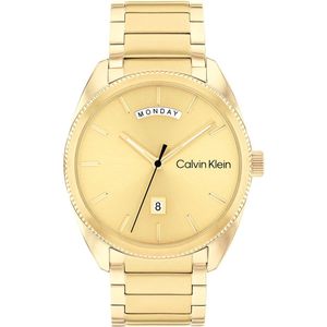 Calvin Klein CK25200447 PROGRESS Heren Horloge - Mineraalglas - Staal - Goudkleurig - 42 mm breed - Quartz - Vouw/Vlindersluiting - 3 ATM (spatwater)