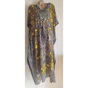 Dames kaftan met aantrekkoord en V hals #2021 one size 36-50 geel