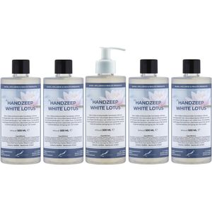Handzeep White Lotus 500 ml - set van 5 stuks - met gratis pomp - Voordeelverpakking