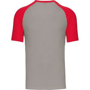 SportT-shirt Heren S Kariban Ronde hals Korte mouw Light Grey / Red 100% Katoen