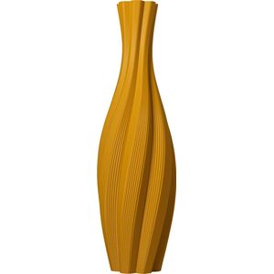 Slimprint Vloervaas TWIST, Okergeel, 18.2 x 60 cm, Hoge Decoratieve Vaas voor Droogbloemen, Gerecycled Kunststof