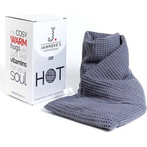 Janneke's Warmtesjaal - Pittenzak - Kersenpitkussen - Kruik - Lijnzaad - Wafelstof Grof - Grijs