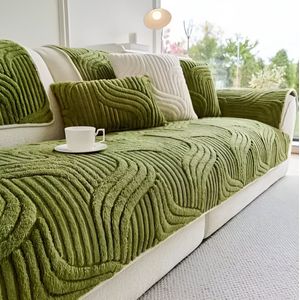 E-Shop4u® - Luxe Antislip Bankhoes - Bank Bekleding - 100% Katoen - Waterdicht - Crème Stijl - Bankhoezen - Sofacover - Bank Beschermhoes - bankhoes hoekbank - sofa cover - bank hoes - bank beschermer - kussenhoes - 110x160cm - Groen