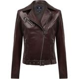 Felix Hardy Leren Jas Met Rits Dames Bordeaux - L