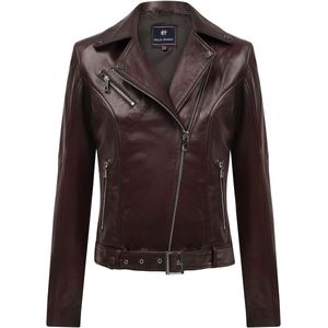 Felix Hardy Leren Jas Met Rits Dames Bordeaux - L