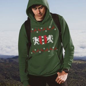 Amsterdam Kerst Hoodie Groen Wapen Van Amsterdam - Maat XS - Uniseks Fit - Kerstkleding Voor Dames & Heren