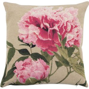 Sierkussen - Gobelin Roos B - Roze En Beige - 45 Cm X 45 Cm