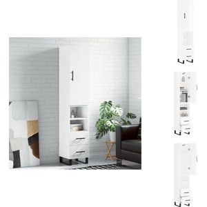 vidaXL Hoge Kast - Hoge Kasten - Dressoir - Buffetkast - Hoge kast 34,5x34x180 cm bewerkt hout hoogglans wit