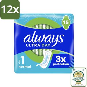 Always - Maandverband - Normal - 15 Maandverband - Voordeelverpakking - 12 stuks - Always Ultra - Always Ultra Day