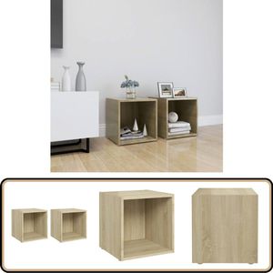 vidaXL Tv-meubelen - 2 stuks - Sonoma eiken - 37x35x37 cm Tv-meubel - Stereokast - Houten Tv-stand - Bruine Tv-kast - Tv-meubel Set