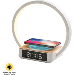 COULAX Multicolor Wake Up Light Alarm Clock, Wood Look, Daylight Alarm Clock with 2 Wake Times, 7 Natural Sounds and FM Radio, Snooze, Wake-up Light, Alarm Clock for Adults and Children