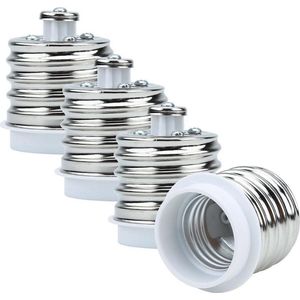 Intirilife E40 naar E27 fittingadapter in WIT - 4x lampadapter voor het omzetten van E40 naar E27 - set van 4 converters voor fitting voor gloeilampen, LED, halogeen, spaarlampen