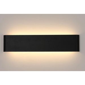Goeco Wandlamp - 41cm - Medium - 10W - LED - Aluminium - Zwart - Warm Wit Licht - 3000K - Voor Slaapkamer, Woonkamer, Hal, Trap, Veranda