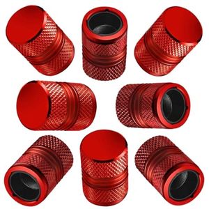 Set van 8 ventieldoppen voor autobanden - Corrosiebestendige en lekvrije ventielafdekking - Universele pasvorm voor auto, fiets en motorfiets (rood)