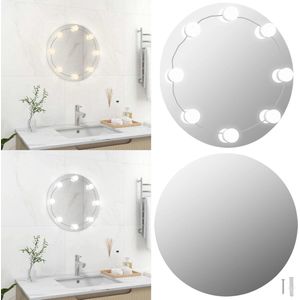 vidaXL Wandspiegel met LED-lampen rond glas - Wandspiegel Met LED-verlichting - Wandspiegels Met LED-verlichting - Wandspiegel Met LED - Wandspiegel Met LED's