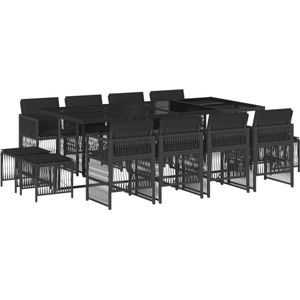 vidaXL 13-delige Tuinset met Kussens - Zwart