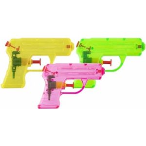 Grafix Waterpistooltje/waterpistool - 3x - klein model - 11 cm - geel/groen/roze