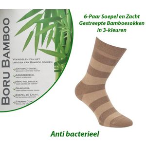 6-Paar Gestreepte Bamboesokken in 3-kleuren 39-42