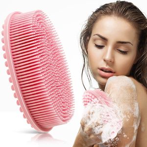 Siliconen Badborstel - Zachte Lichaamsborstel - Exfoliërende Doucheborstel - Loofah Borstel - Hoofdmassageborstel - 2 in 1 Shampoo Borstel - Voor Vrouwen Mannen Alle Huidtypes - Roze