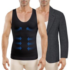 VIMOSE 2 Stuk(s) Mannen Shapewear Corrigerende ondershirt - Korte Mouwen - Slimming -Zwart + Wit-XXL