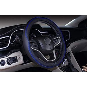 Auto stuurhoes van microvezel, 38 cm, voor de meeste auto's (Zwart Donkerblauw, 37-38cm)