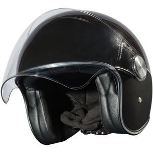 Peroz Viagi Zwart Metallic Jethelm - Maat S - Helm