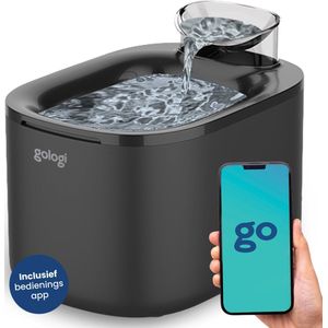 Gologi Drinkfontein Kat en Hond – 3,5L – Slimme Waterfontein met app – Kattenfontein – Geruisloos – Zwart