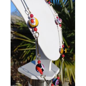 Vintage murano collier met rode bamboe