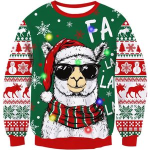 Freshhoodies Uniseks lelijke kersttrui heren dames kersttruien met lichten grappige pullover sweatshirt gebreide tops S-XXL