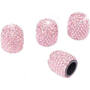 E-Amber - Ventieldoppen met Bling en Diamanten voor Auto en Fiets, Roze - Set van 4 stuks