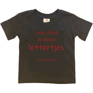 Shirt Aankondiging zwangerschap ""Lees altijd de kleine lettertjes (ik word grote zus)"" | korte mouw | Zwart/rood | maat 134/140 zwangerschap aankondiging bekendmaking Baby big bro Sis Sister