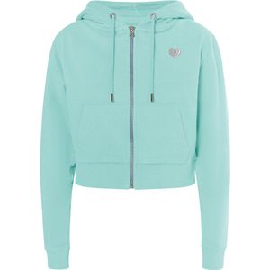 Mymo - Bijgesneden Hoodie met Rits - Aqua - Dames