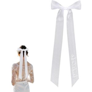 Allecto Plus - Witte Haarboog Bruid Tule Strikclip - Haar Sluier Accessoires - Bruids Haardecoraties - Bruidsdouche Benodigdheden - Huwelijksgeschenken - Verlovingsaccessoires