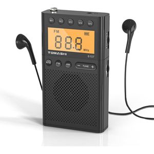 Draagbare AM/FM Radio met Luide Luidspreker en Hoofdtelefoonaansluiting - Compact, Batterij Aangedreven met LCD Scherm