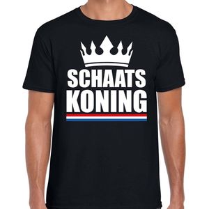 Zwart schaats koning shirt met kroon heren - Sport / hobby kleding XL